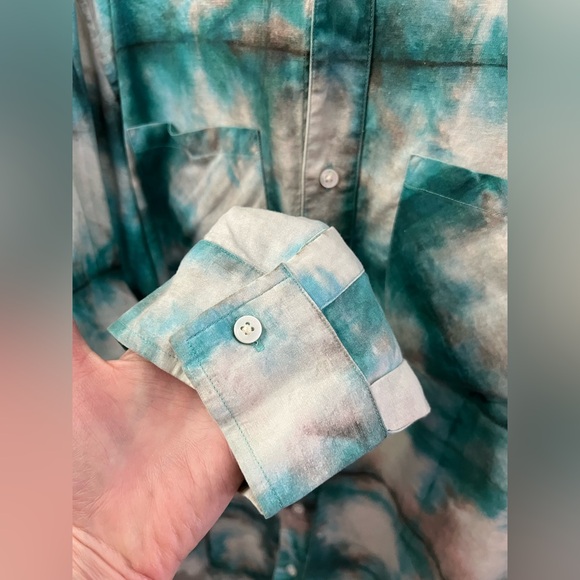 New AMIRI Men's Watercolor Plaid Button Down Shirt - Picture 8 of 11